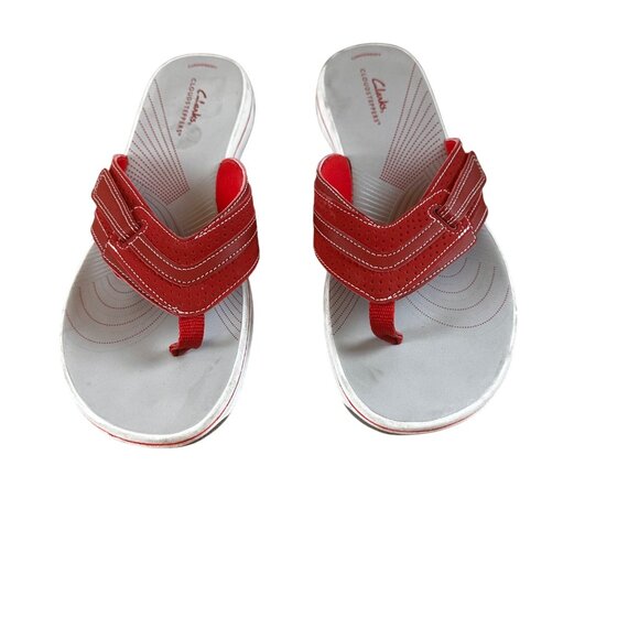 Clarks Size 11 Slip On Womens Thong Sandal Red - Picture 4 of 9